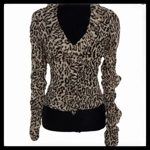 Kay Unger New York Animal Print Gathered Blouse Size 6 #0022